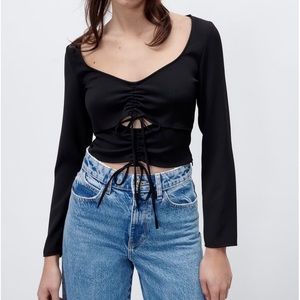 Zara Ruched Cut Out Top